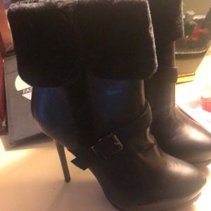 Black Faux Fur Nina Booties